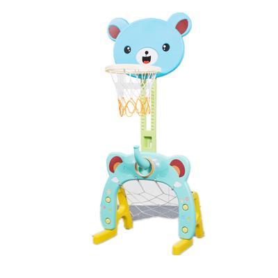 China For Baby Play Kids New Design Portable Indoor Plastic Kids Basketball Hoop and Stand Blue Bear Basketball Stand for sale