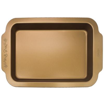 China Xiomi Sustainable Wide Side Handle Embossing 36cm Rectangular Two Color Light Baking Tray for sale