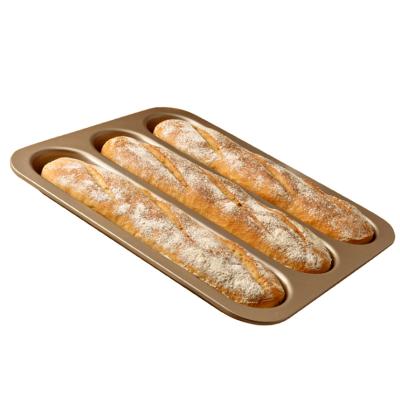 China Sustainable Xiaomi Triple French Baguette Mold French Bread Mold Non Stick Oven For Household Use for sale