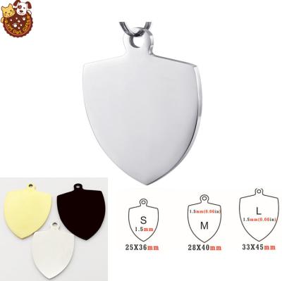 China China Wholesale Custom Shield Shape Pet Label Metal Creative Identity Logo Stainless Steel Dog Label Tag Pendant For Dog Collar for sale