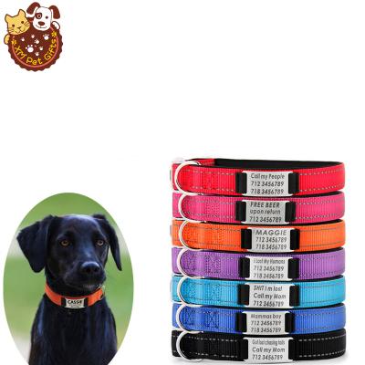 China Personalized Lettering Custom Reflective Nylon Training Dog Tag Pet Collar Dog Collar Amazon Pet Collar for sale