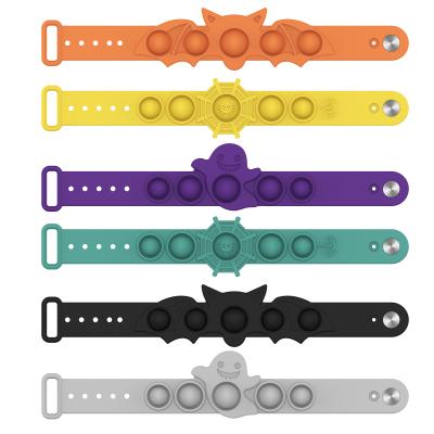 China New Halloween Push Bubble Bracelet Solid Color Silicone Sensory Wristband Relaxing Material Eco-Friendly Wrist Strap for sale