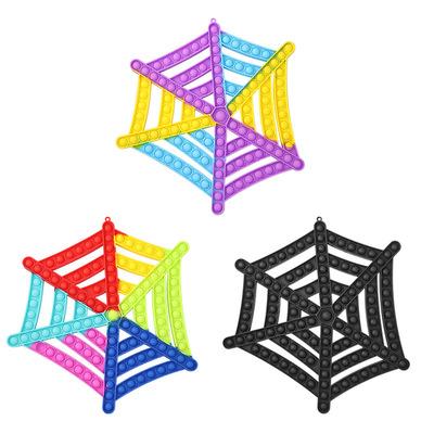 China New Halloween Eco-friendly Material Spider and Web Jumping Toys for Baby Snap Toy Popping Stress Reliever Sensory Toys for sale