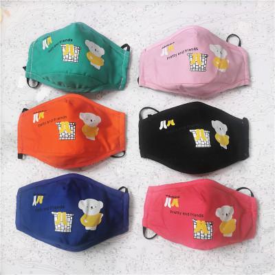 China Wholesale Fashion Reusable Cotton Face Maskes 3 Layer Cotton Children Kids Facemask With Filter Kids Washable Cartoon Maskes for sale