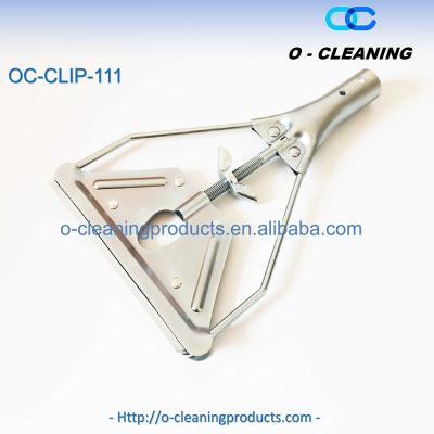 China Viable commercial O-cleaning 25mm Screw Flange Metal Wet Broom Holder Quick Change Galvanized Wet Mop Gripper for sale