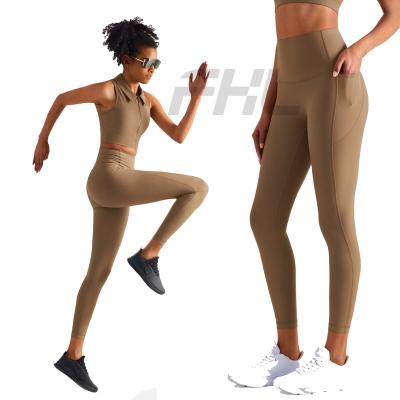 China 2022 Custom Logo Breathable Seamless Workout Sets Ribbed Activewear Gym Fitness Yoga Set Women Activewear Gym Sports Wear Set Two Piece Support Leggings throat for sale