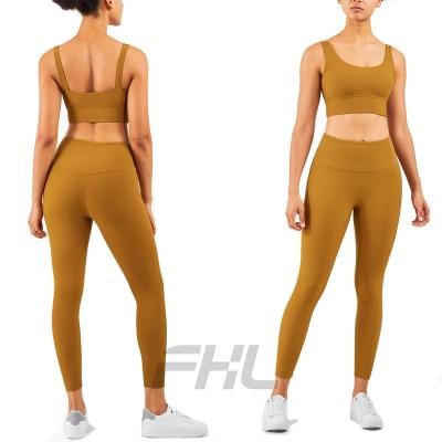 China 2022 New Women Yoga Set Gym Set Seamless Fitness Wear Breathable Bra Leggings Private Label Workout Sets Better Than Lulu for sale