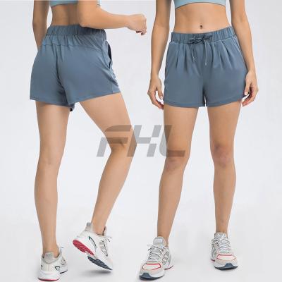 China New Breathable Lulu Line Up Breathable Tight Quick-Dry Tight Stretch Drawstring High Waist Training Fitness Women Running Shorts for sale