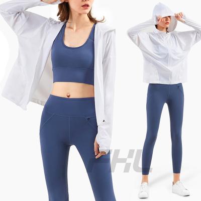 China Workout Jacket Women Anti-Static UV Protection Long Sleeve Womens Fitness Sport Wear Loose Equipment Equipment for sale