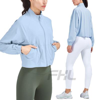 China Lulu Lightweight Breathable UV Protection Running Jacket For Women Fitness Sports Jacket Workout Yoga Wear for sale