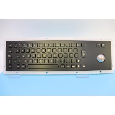 China Keypad Black Stainless Steel Panel Rugged Mount Industrial Metal Kiosk Keyboard with Trackball for Floor Mount Kiosk for sale