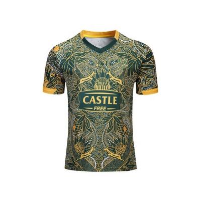 China Antibacterial Custom Made Polyester Rugby Jersey 100th South Africa Anniversary Edition Rugby Jersey Football Uniform for sale