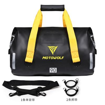 China Outdoor Dry Bag Waterproof Travel PVC Motorcycle Tail Luggage Roll Pack Bag 40/66/90 L Motorbike Luggage Backpack Motorbike Seat Bag for sale