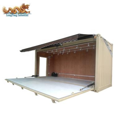 China Prefab Corten Steel Drop Side Door Pop Up 20ft Container Bar And Cafe Outdoor for sale