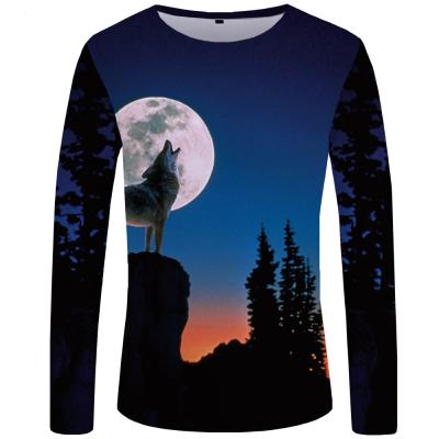 China Anti-Wrinkle Custom All Over Print 3d Sublimation Print Men Fitness Breathable Dry Fit Long Sleeve T-Shirt for sale