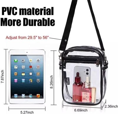 China 2021 Adjustable Strap Long Amazon Hits Black Small Clear Transparent PVC Waterproof Women's Mini Simple Shoulder Bag for sale