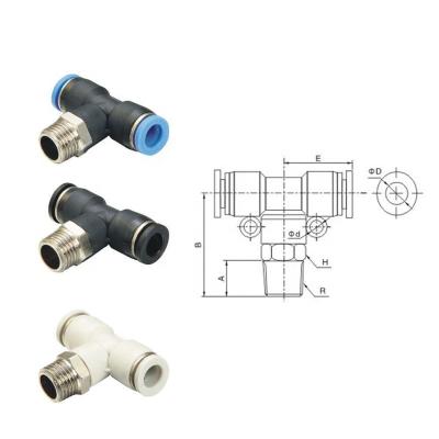 China Automation equipment air compressed system 8mm pneumatic pe tee pipe fitting push to connect fitting air pipes fitting for sale