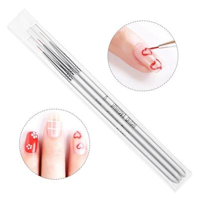 China Art Pen Transparent Crystal Rod Nail Brush Cleaning Puller Flower Hook Line Art Drawing 3 Pieces for sale