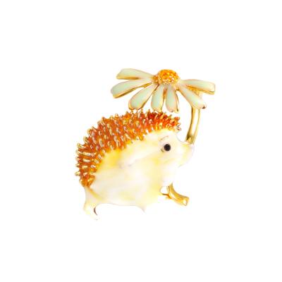 China New japanese luster enamel buckle scarf brooch small hedgehog cartoon brooch wild cute dripping zinc alloy silk corsage and female korean for sale