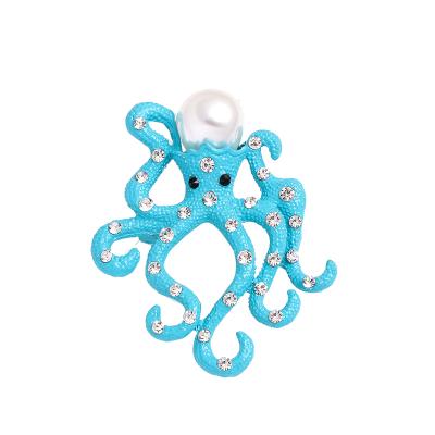 China New Fashion Octopus Brooch Bead Creative Ladies Acrylic Corsage Corset Scarf Hat Ornament Animal Christmas Gift for sale