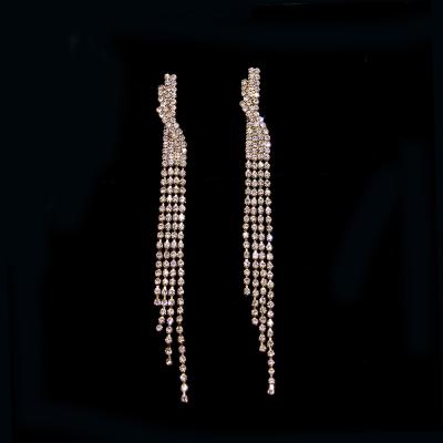 China TRENDY rhinestone earrings long tassel exaggerated earrings ladies party banquet fashion earrings gifts wedding accessories for sale