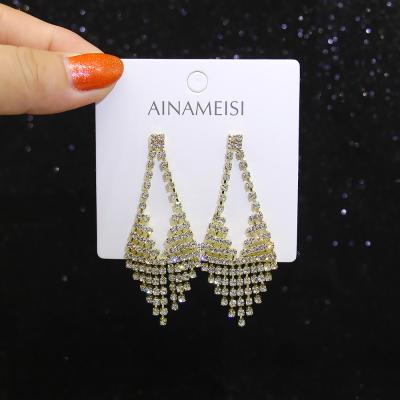 China TRENDY rhinestone earrings long tassel exaggerated earrings ladies party banquet party fashion earrings gifts for sale