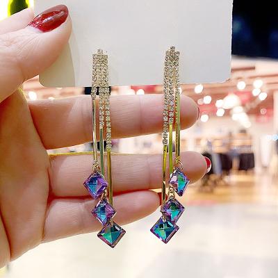 China New BOHEMIA fashion tassel earrings, long temperament modification face shape diamond earrings adjust crystal earrings for sale