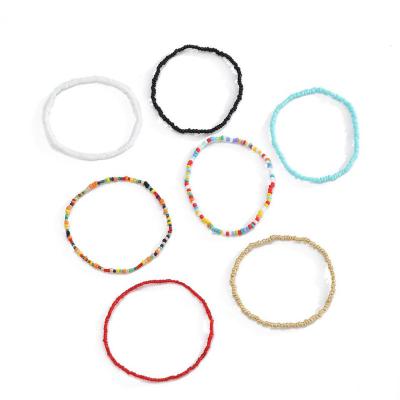 China BOHEMIA New Fashion Style Hot Bohemian Anklet Set Color Rice Bead Handmade Bead Anklet Set Colorful Creative Personality Anklet Set for sale