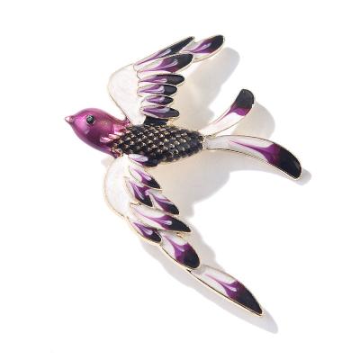 China ALLOY temperament brooch dripping oil purple cute animal swallow enamel silk bodice scarf buckle male and female pins for sale