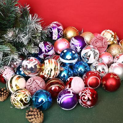 China Plastic Christmas Decorations 6cm 24 Christmas Tree Pendant Props With Colorful Transparent Balls Set for sale