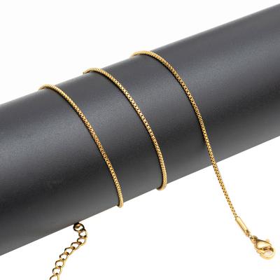 China Fashion Snake Unisex Cuban Chain 1mm*45+5cm New CLASSIC Around Stainless Steel Gold Plated 14k Box Chain Necklace for sale