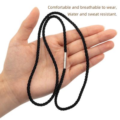 China Wax Rope Diy Necklaces Black 3mm Nylon Rope Twine Rope Chain Necklace With Stainless Steel Clasp for sale