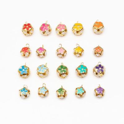 China Trendy/Popular Colorful Hanging Cherry Blossoms Metal 18mm/14mm Bell Hollowing Out Colorful Bells Beads Accessories Jewelry Findings for sale