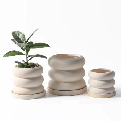 China Creative Design Plant Minimalist Ceramic Stacking Indoor Korean Succulent Flower Pots for sale