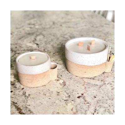 China Wholesale Modern Minimalist Style Handmade Candle Holder Candle Jar Ceramic Jar For Home Decoration for sale