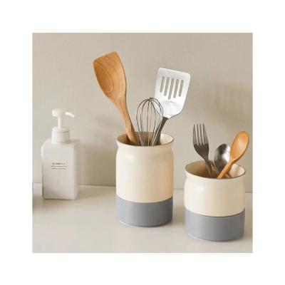 China Restaurant minimalist wholesale Korean hotel color style decorative ceramic utensil cutlery holder for countertop for sale