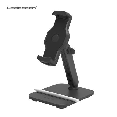 China 2021 Angle Adjustable Table Cell Phone Holder Desk Stand Foldable Mobile Phone Holder Stand with Pen Storage for sale