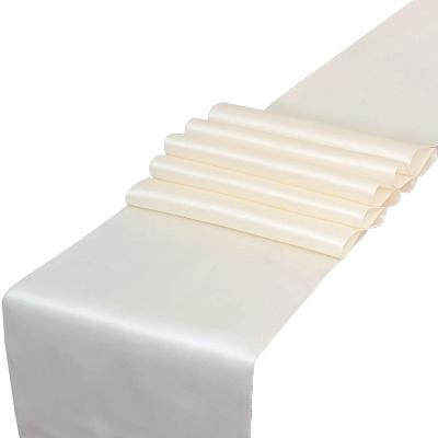 China Cheap wholesale shiny white dobby wedding decoration satin table runner 30*275cm mat for party for sale