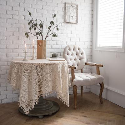 China American style elegant macrame crochet knit white cotton lace tablecloths wedding tablecloth for party for sale