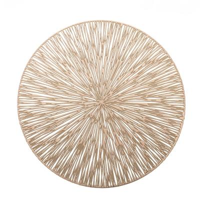 China New modern style geometric round gold vinyl 38cm PVC oilproof table place mat viable for wedding for sale