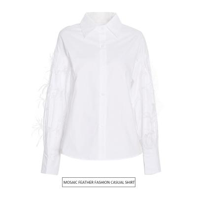 China 2022 Anti-wrinkle shirt spring female fashion temperament lapel new stitching design solid color single breasted soft shirt for sale