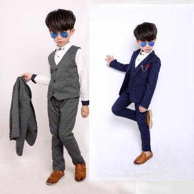 China Formal Cute Gentlemen Sets OEM Solid Color Boys Boutique Clothing One Side Button 3 Pieces Boys Suit Formal For Wedding for sale