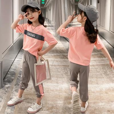 China Two-piece trend short-sleeved style girls' summer clothes 2021 new children's summer fashion very tasteful children's net red for sale