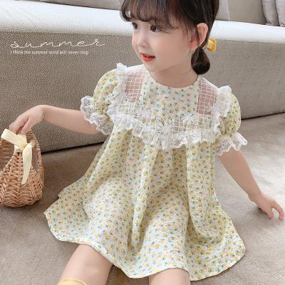 China 2021 New Style Anti-static Korean Style Tulle Baby Dress Lace Princess Dress Floral Skirt for sale