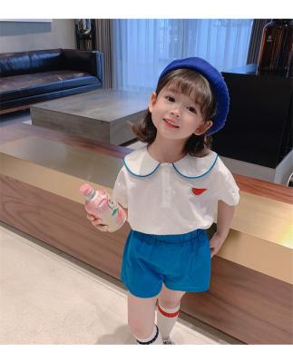 China 2021 Summer Girls' Casual Clothing New Fruit Tops + Shorts Loose Short-sleeved Suit for sale