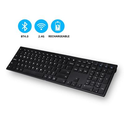 China Factory price 2.4g aluminum alloy keyboard bluetooth 4.0 computer keyboard laptop wireless rechargeable ultra-thin keyboard for sale