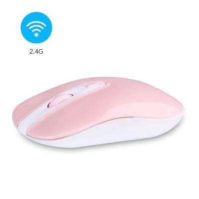 China Hot Selling 2.4G Ultra-thin Wireless Bluetooth Computer Mouse 1600dpi Pink Mouse With 4D Button And 1AA Battery Power Supply for sale