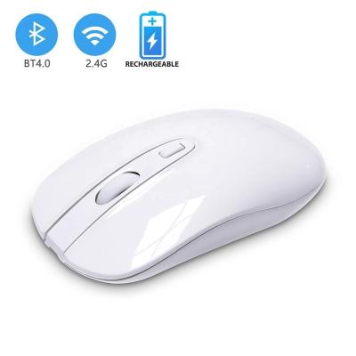 China Hot Selling Ultra-thin Bluetooth 4.0 and 2.4G Wireless Mouse Dual Mode LED Optical Motor Rechargeable Wireless Mouse with USB Nano Receiver for sale