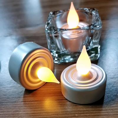 China LED Switch Button Bottom Electronic Candles Warm Wedding White Road Wax Tea Lights Christmas Birthday Table Tea Shell White Gifts for sale