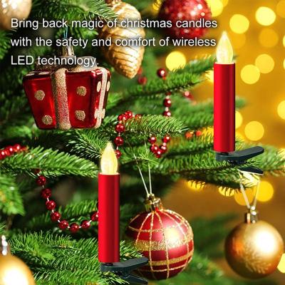 China Clip Remote Control Electronic Red Warm Light Candle Christmas Candle Halloween Wedding Decoration Plastic Led Candle Light for sale